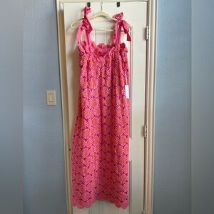 Pink Floral Tie-Shoulder Maxi Dress